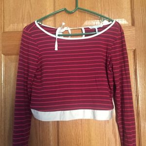 Red Striped Crop Top-lowest price